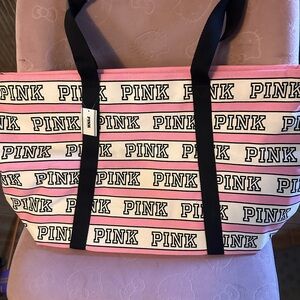 PINK Victoria's Secret Logo Tote - Pink and Black